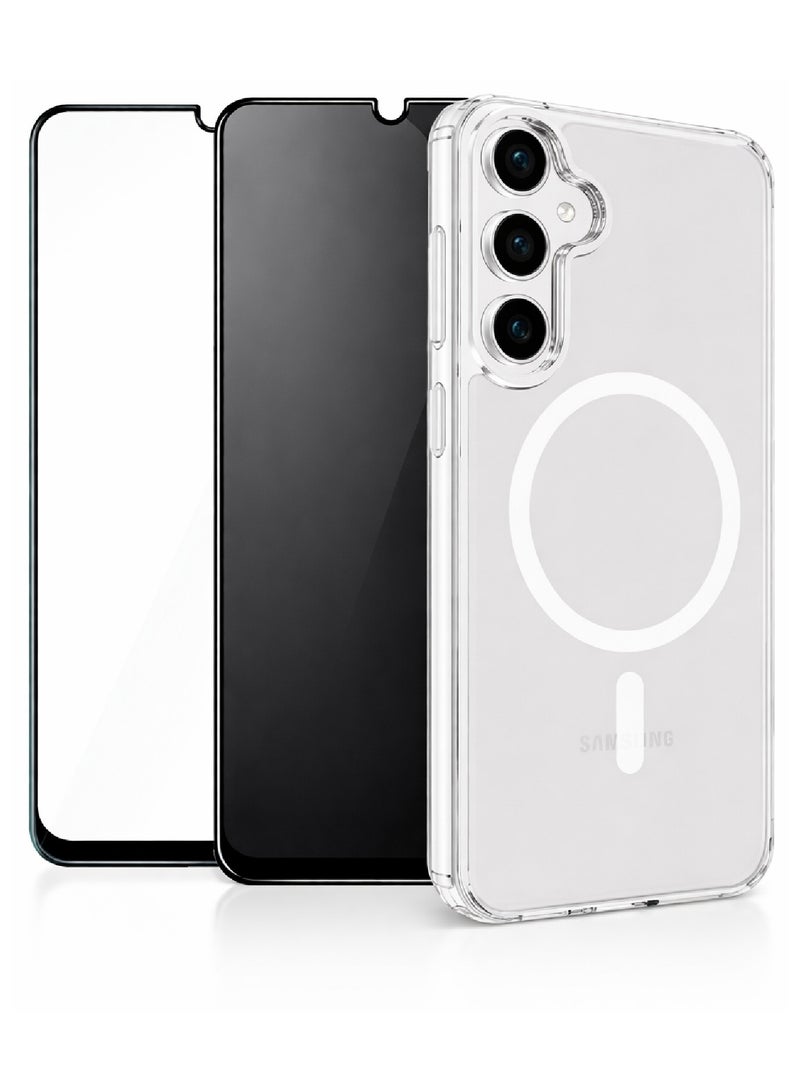 MOBM Samsung Galaxy A17 Clear Magnetic Case with Privacy Screen Protector and Tempered Glass Pack of 3 - Image 1